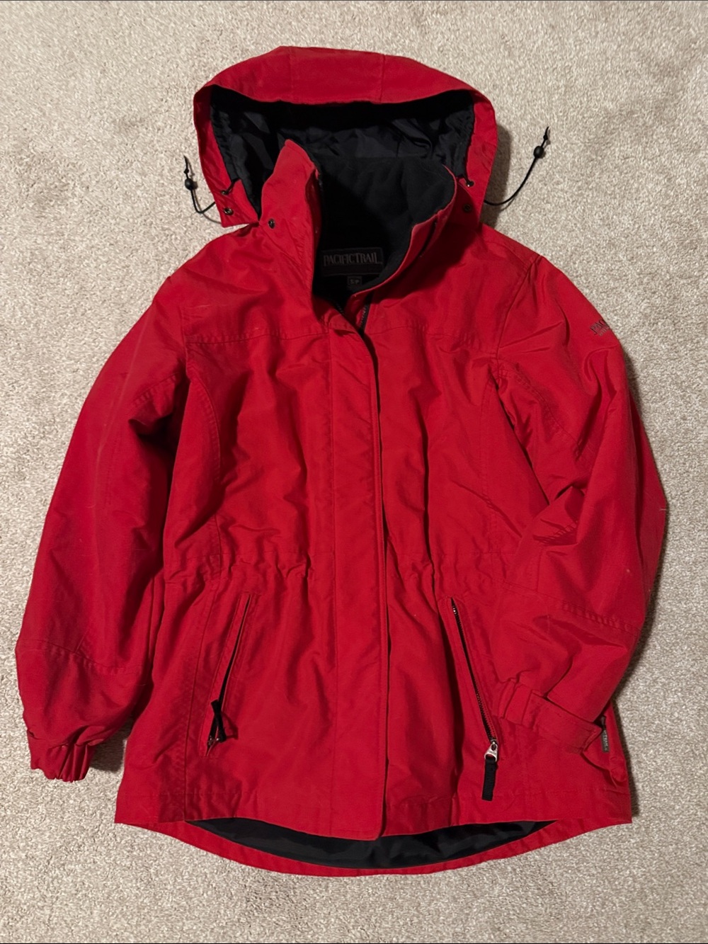 Pacific Trail Red and Black Hooded Outdoor Jacket